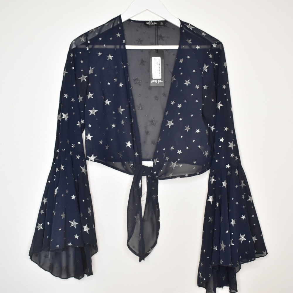 Whimsical moon and stars crop top